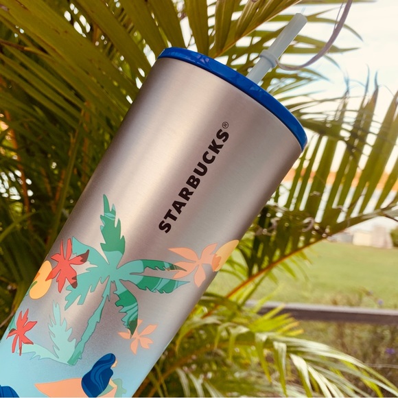 Starbuck Beach Stainless Steel Cup Insulated Palm Tree Tumbler Venti 24oz New - Picture 16 of 17